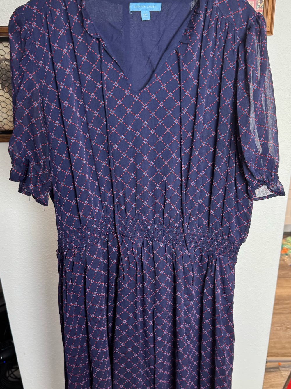 Navy/ Purple Patterned Short-Sleeve Dress Draper James Brand Size XXl